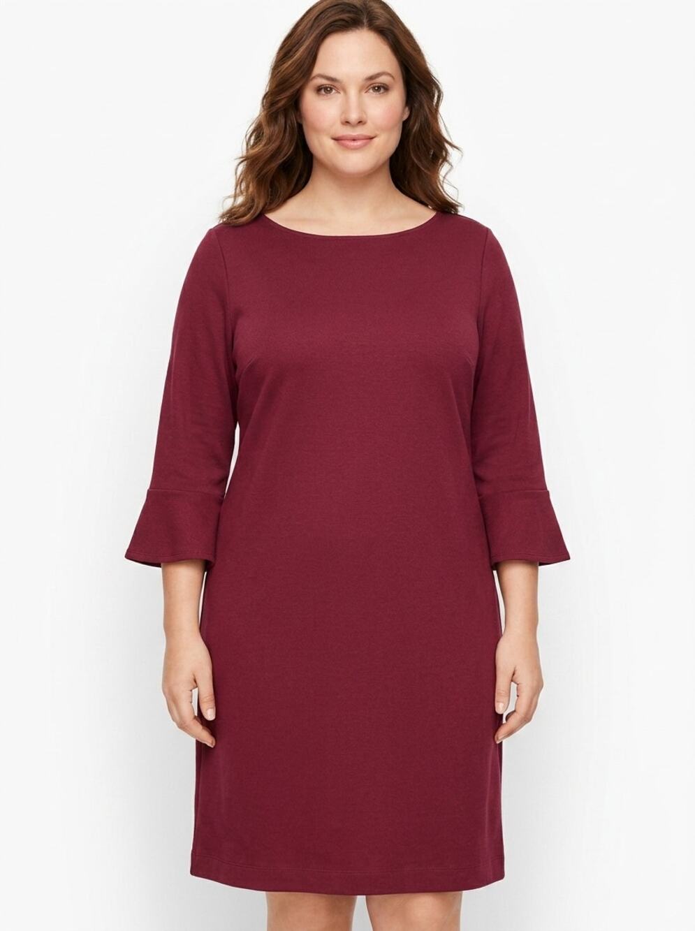 Talbots Berry Pink Bell Sleeve Boat Neck Shift Dress Women Plus Size 16W